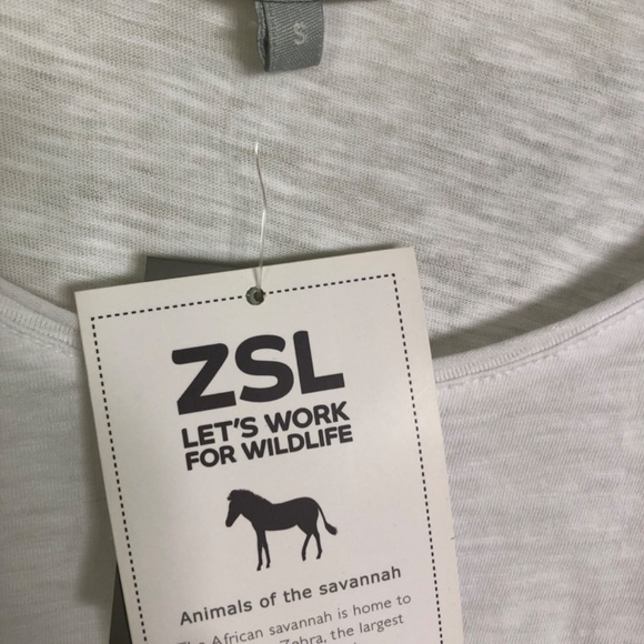 NWT ORGANIC COTTON WHITE T-SHIRT w/ POCKET & ZEBRA EMBLEM SZ SM - Picture 5 of 7